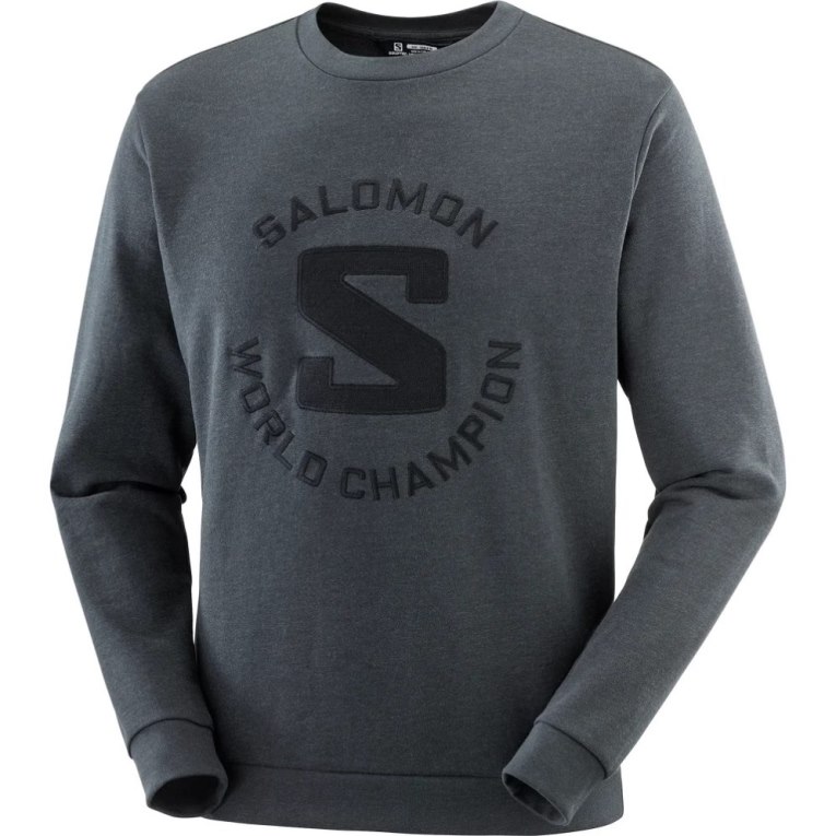 Dark Grey Salomon Outlife Logo Summer Heather Men's Sweatshirt | IE FX9584